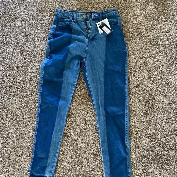 Nasty Gal NWT two toned mom jeans - Picture 2 of 4